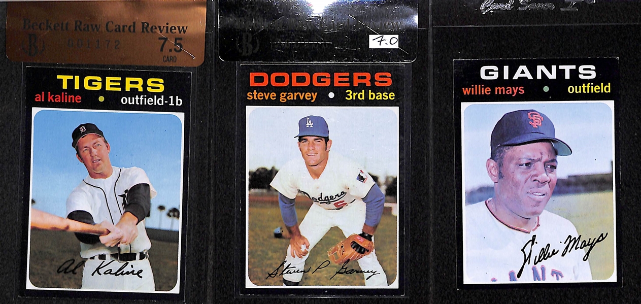 Lot of 15 - 1971 Topps Baseball Cards w. Al Kaline BVG 7.5